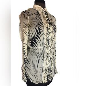 Y2K Chloe Sheer Animal Print Silk Ruffled Whimsigoth Button Top Women 6 Romantic